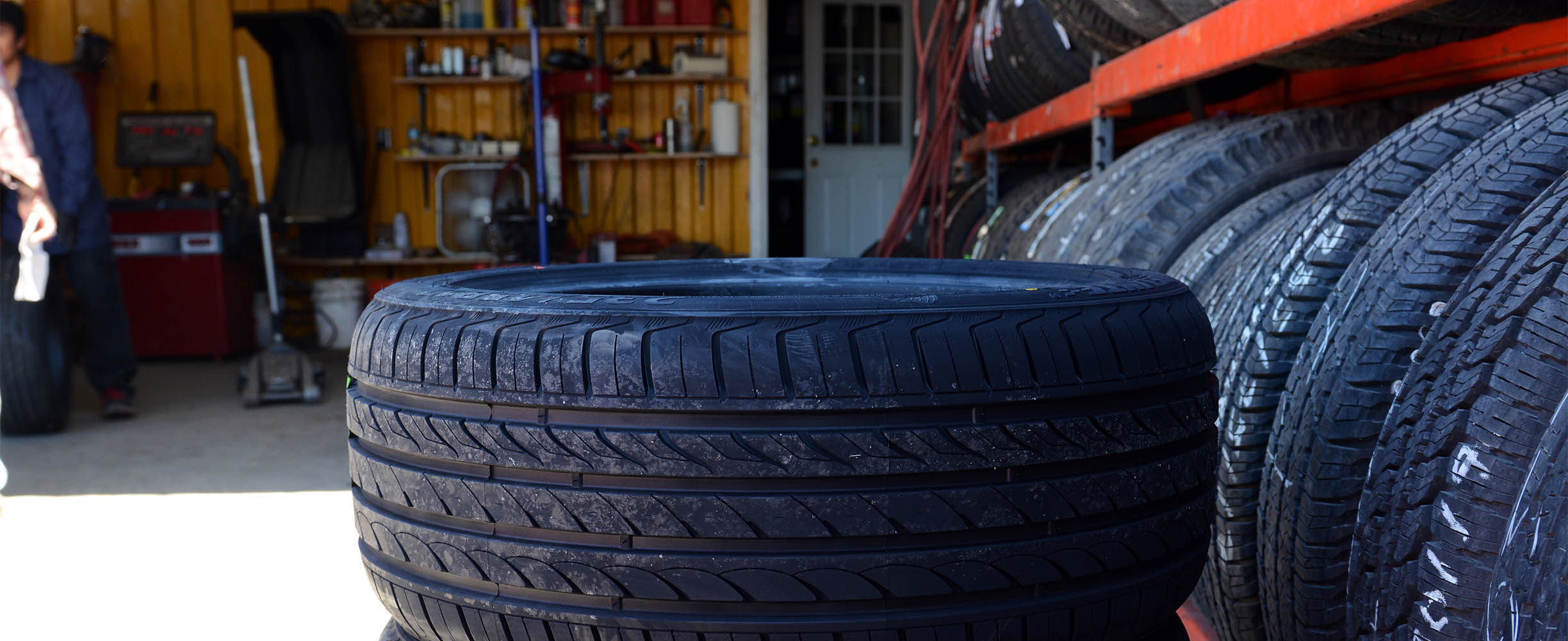 Tires shop with used and new tires.